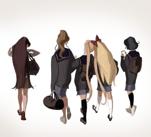 minkyuanim:I did a drawing of some random, totally normal high school girls.;)