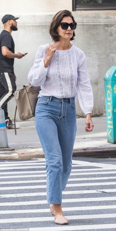 Katie Holmes with jeans and flats