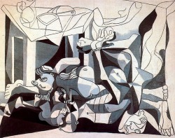 2amhappymeal:  Pablo Picasso, The Mass Grave, 1945  this looks similar to guernica