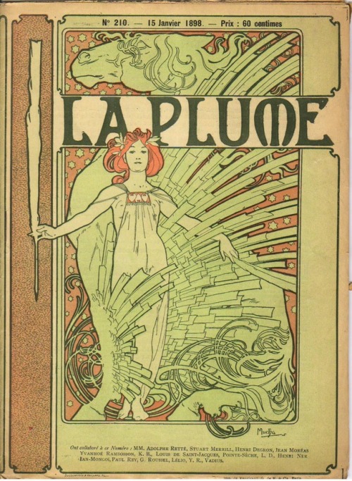 nouveau-art:Cover composed by Mucha for the french literary and artistic Review La Plume via Alphons