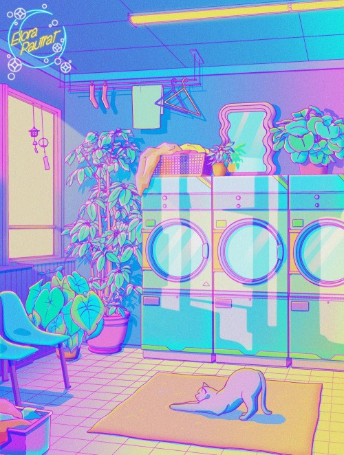  Laundry Blues  Available as HD wallpapers on my patreon next week!Prints, Tapestries and more ava