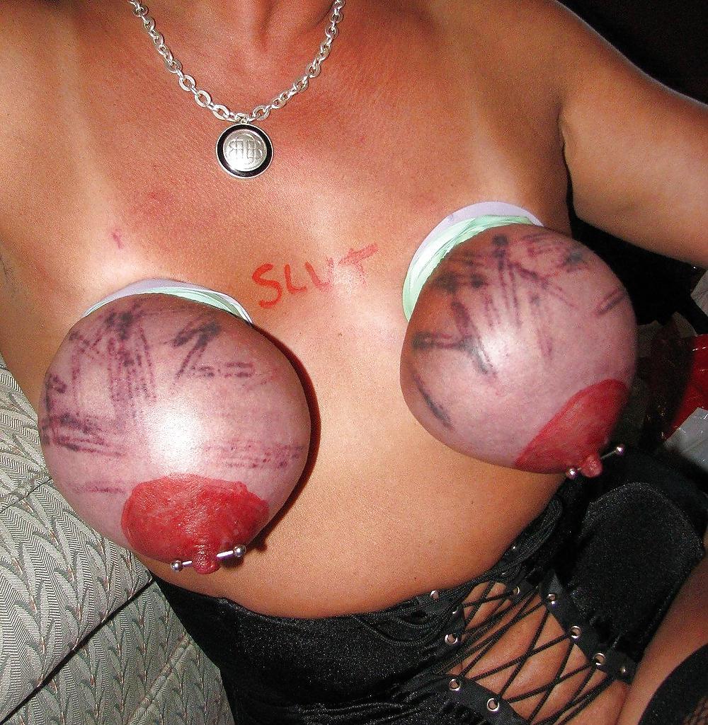 kindlybeatingher:  Those tits need some fresh marks slut