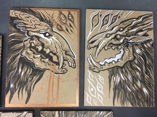 missmonstermel: Just added these original ink drawings to the shop! Brush on board, ready to hang. h