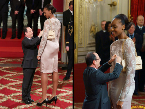 nok-ind: The tiny President of France, 5&quot;7&quot; Francois Hollande , has to get on his 