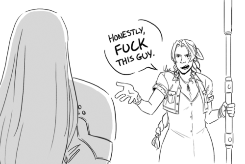 yinza:Let Aeris say fuck.I think this is the stupidest-looking Sephiroth I’ve ever drawn and I’m gla