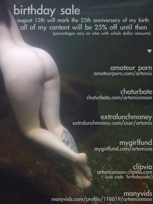 artemis-gg:  artemis-gg:   I’m turning 25 on August 12th ❤ all of my content will be
