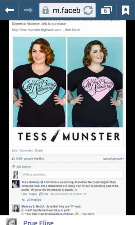 anactingangel:marfmellow:Tess Holliday admits to not making any profits from #effyourbeautystandards