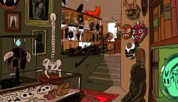 Tohdaryl:  Back Room Of The Store Lineart And Color Study For Tonight. 