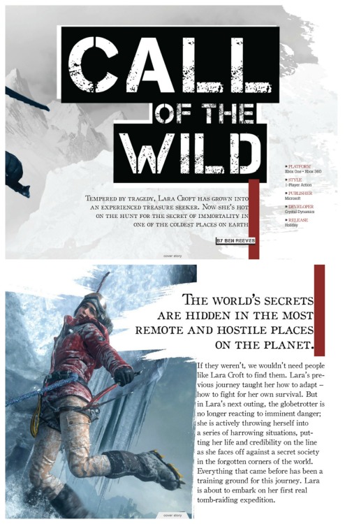 theomeganerd:  Rise of the Tomb Raider details (Game Informer March 2015 issue)