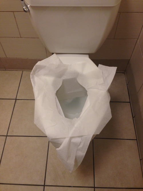 This is how I prep public toilets. Can’t pay me to sit on a bare public toilet seat.