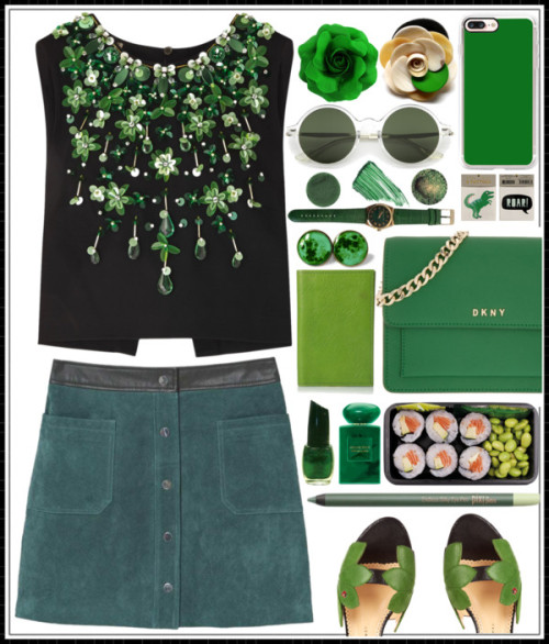 Green Scream By Atarituesday Featuring Black Block Heel Sandals Liked On Polyvore