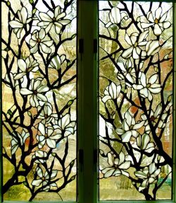 afaerytalelife:Spring ‘Magnolia Blossoms’ Stained Glass Window.
