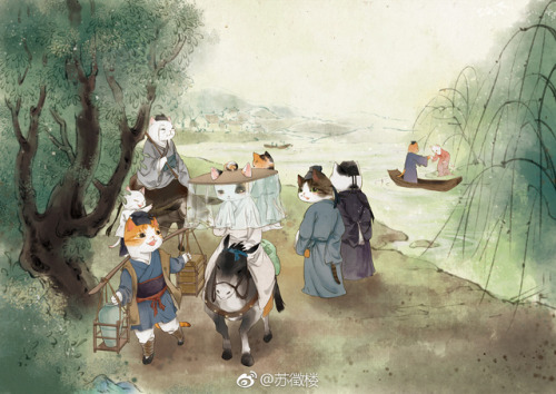 artoffreddieniem-blog: 【Cat &amp; Song dynasty 拟人古风猫 · 典雅宋王朝 】   微博画师@苏徵楼 作品欣赏大大说，「有幸参与画猫这个系列画集第二本的