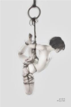 gorgone-kinbaku:  Drawing by André Maynet : http://andre-maynet.tumblr.com/Thank you for this wonderful tribute! [Original picture: http://gorgone-kinbaku.com/featuring-jay-graham-nina-russ-2/]