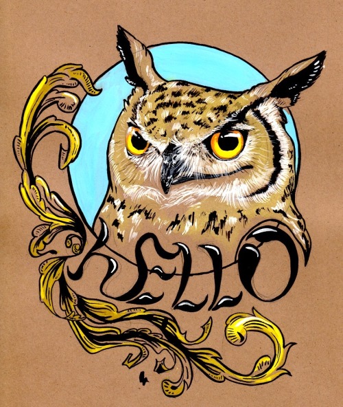 daily-owls:  Some Gauche practice I did.  