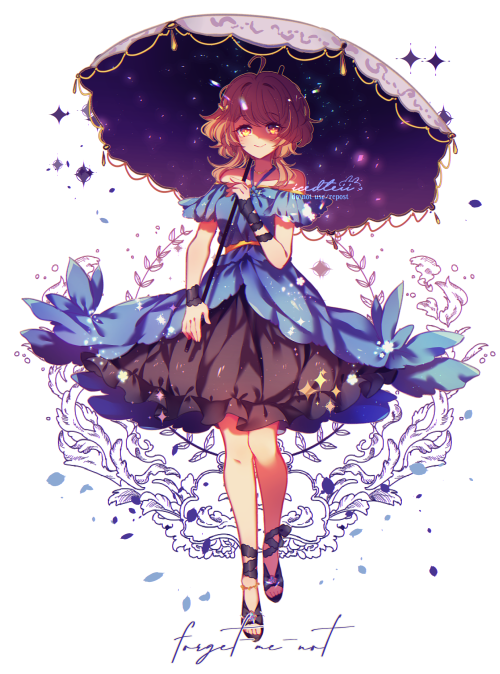 forget-me-not and galaxy dresses
