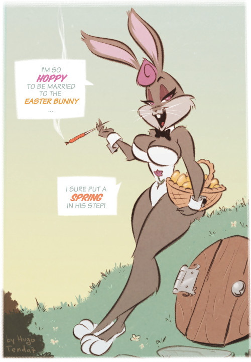  Rosebud Rabbit - Hoppy Easter Bunny - Cartoony Pinup Sketch Commission  Hoppy Easter,