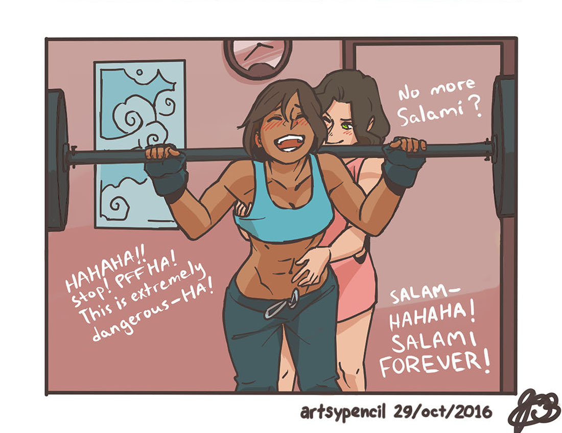 artsypencil:  Korra and Salami I’m extremely proud of this comic strip! Please