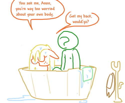 tgweaver:  A friendly pony tries to talk a self-conscious man out of his insecurities