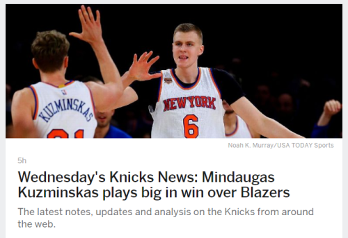 I say this headline and thought, “Enough with the funny mangling of Kristaps Porzingis’ name. That j