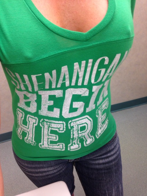 voyeurmeetsexhibitionest:  The Shenanigans continue on Braless Friday. 🍀☘🍀☘