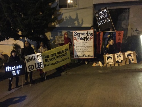 a4bl: Right now: Asians for Black Lives activists are chained to a table in front of San Francisco M