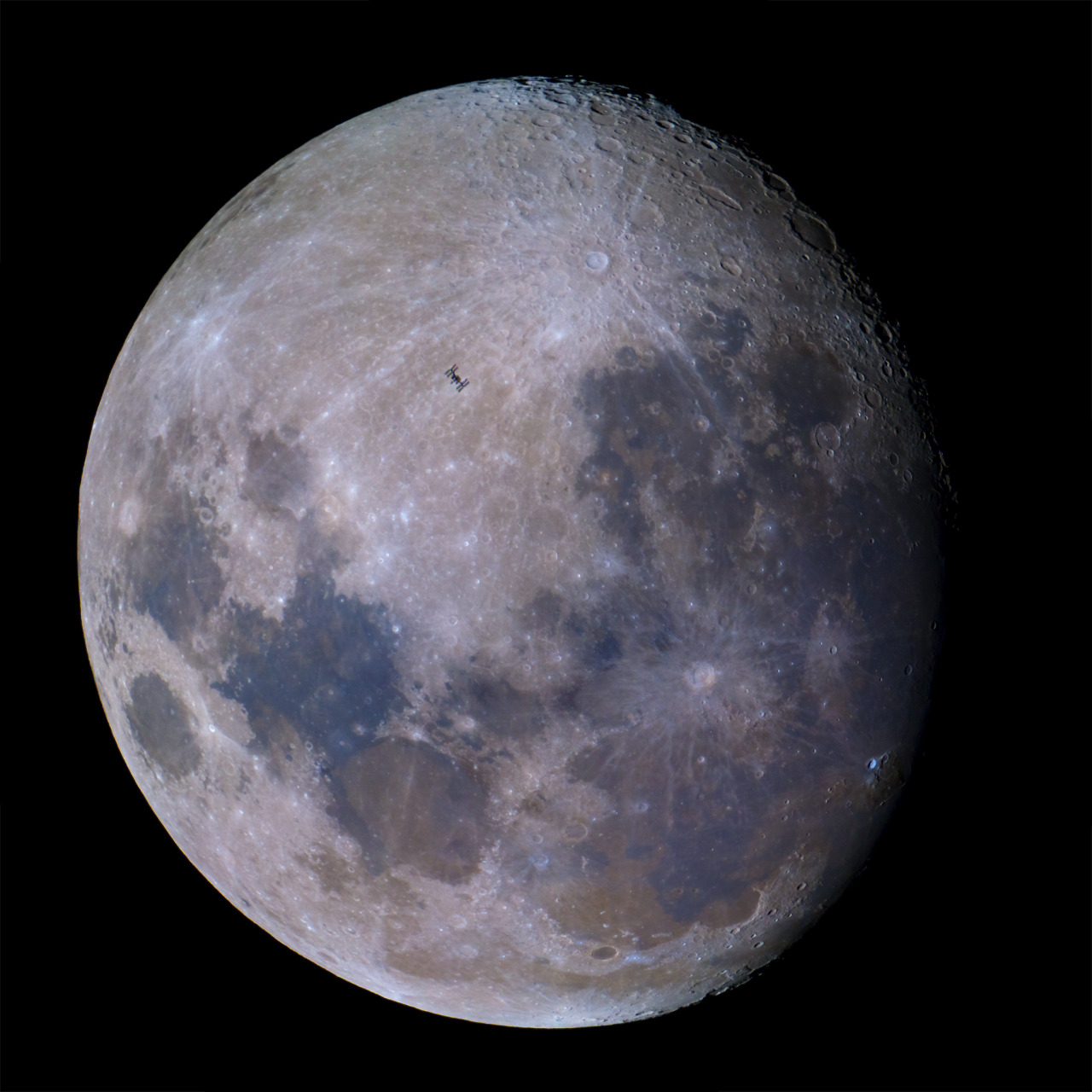 propagandery:  Photo of the ISS transiting the Moon I got her again! The International
