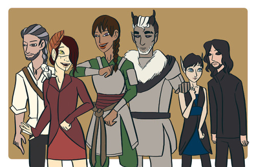 raireart:Drew my Friday night party! We’ve got a fighter, a fire sorceress, an arcane ranger, a pala