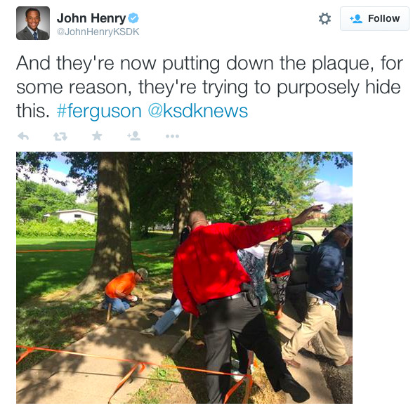 justice4mikebrown:  May 21As requested by the Brown family, workers resurface the
