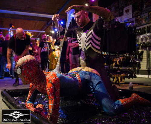 mr-s-leather:  Spider Man got royally fisted at our MASK4MASK party last week!