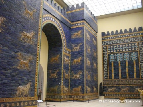 The Ishtar Gate (restored), Babylon, Iraq. 575 CE.  Nebudchadnezzar II is the patron of restorying B