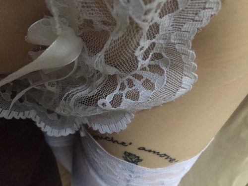 n-otw:  my newest addition peeping through lace 🌹