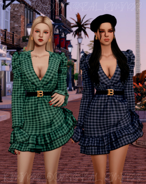 [RIMINGS] Balmain Unbalance Check Dress & Balmain Bold Earring- DRESS / EARRING- NEW MESH- ALL L