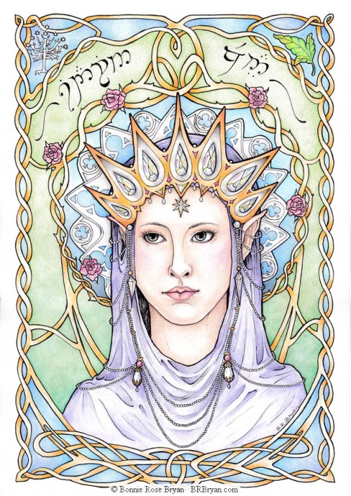 Arwen Undomiel, Lady of Rivendell, Queen of the United Kingdoms of Arnor and Gondor(ink, watercolour