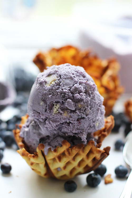do-not-touch-my-food: Blueberry Gelato with Homemade Waffle Cone Cups