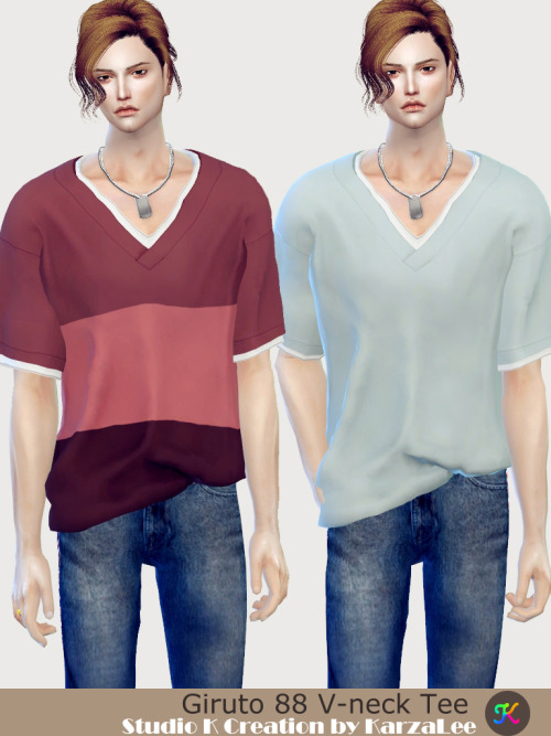 Giruto 88 V-neck teestandalone / 34 swatches / new mesh by me / base gameDownload