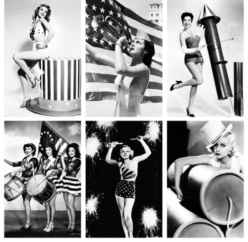 vintagegal:  Happy 4th of July Old Hollywood style! Anne Gwynne, Mae West, Ava Gardner,Marilyn Monroe, Vera Ellen, Rita Hayworth, Ann Miller, Rita Moreno, Debbie Reynolds, Jayne Mansfield, Alma Carroll, Ann Miller, Olga San Juan with Noel Neill and