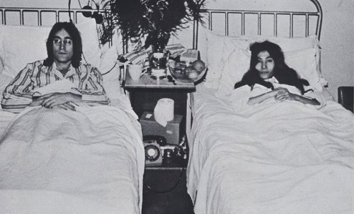 soundsof71: hellyeahlennon:   From November 4 until November 25, 1968 John and Yoko occupied Room Number 1, Second West Ward Queen Charlotte’s Maternity Hospital, London, When John’s bed was needed, he moved to an inflatable mattress on the floor.