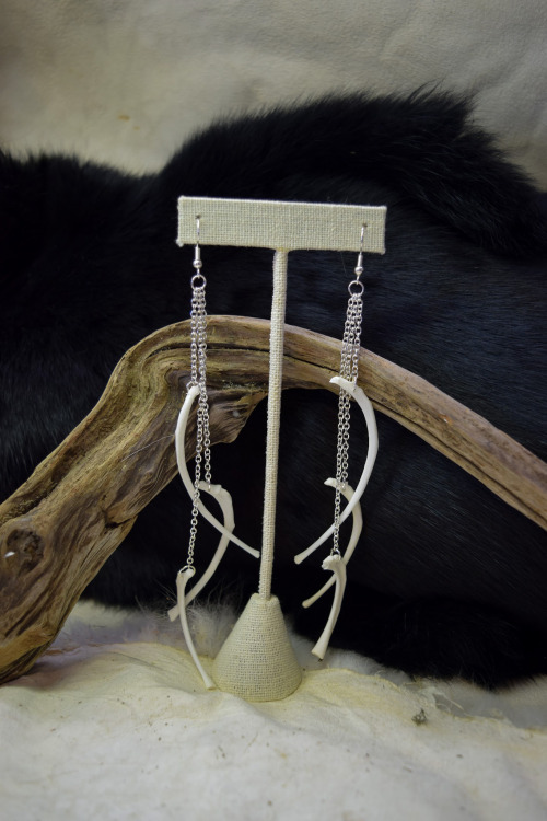 Rib bone dangle earrings, available now in the store. 