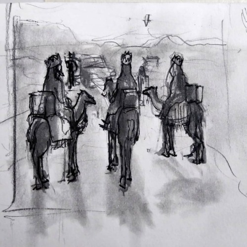 Rough sketch for a work in progress . . . . . #threekings #threewisemen #3reyesmagos #sketchbook #gr