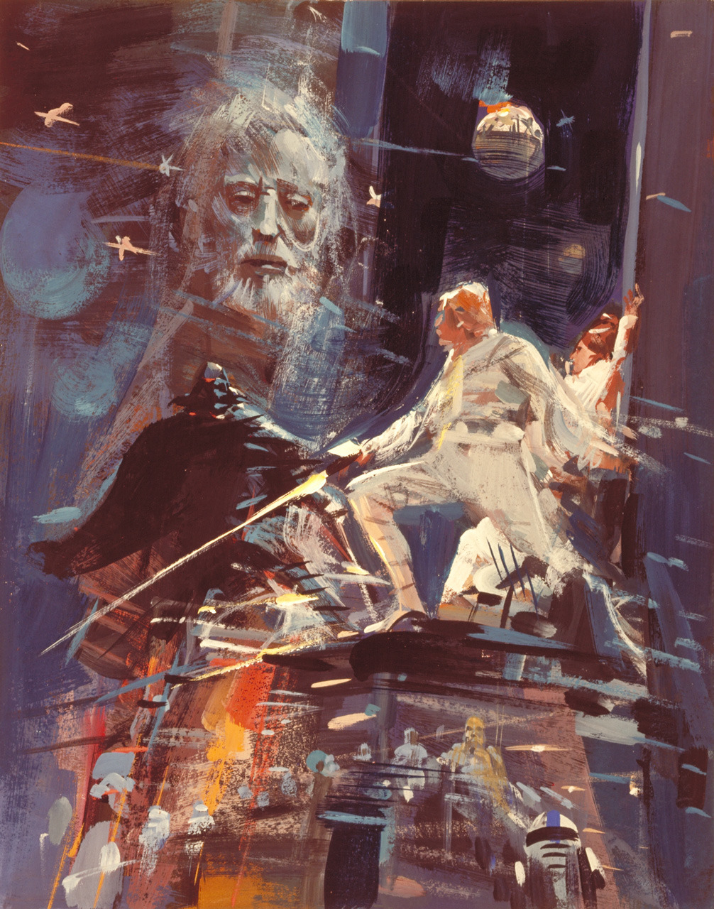 starwars:  John Berkey’s beautifully textured, dreamy poster concept for A New