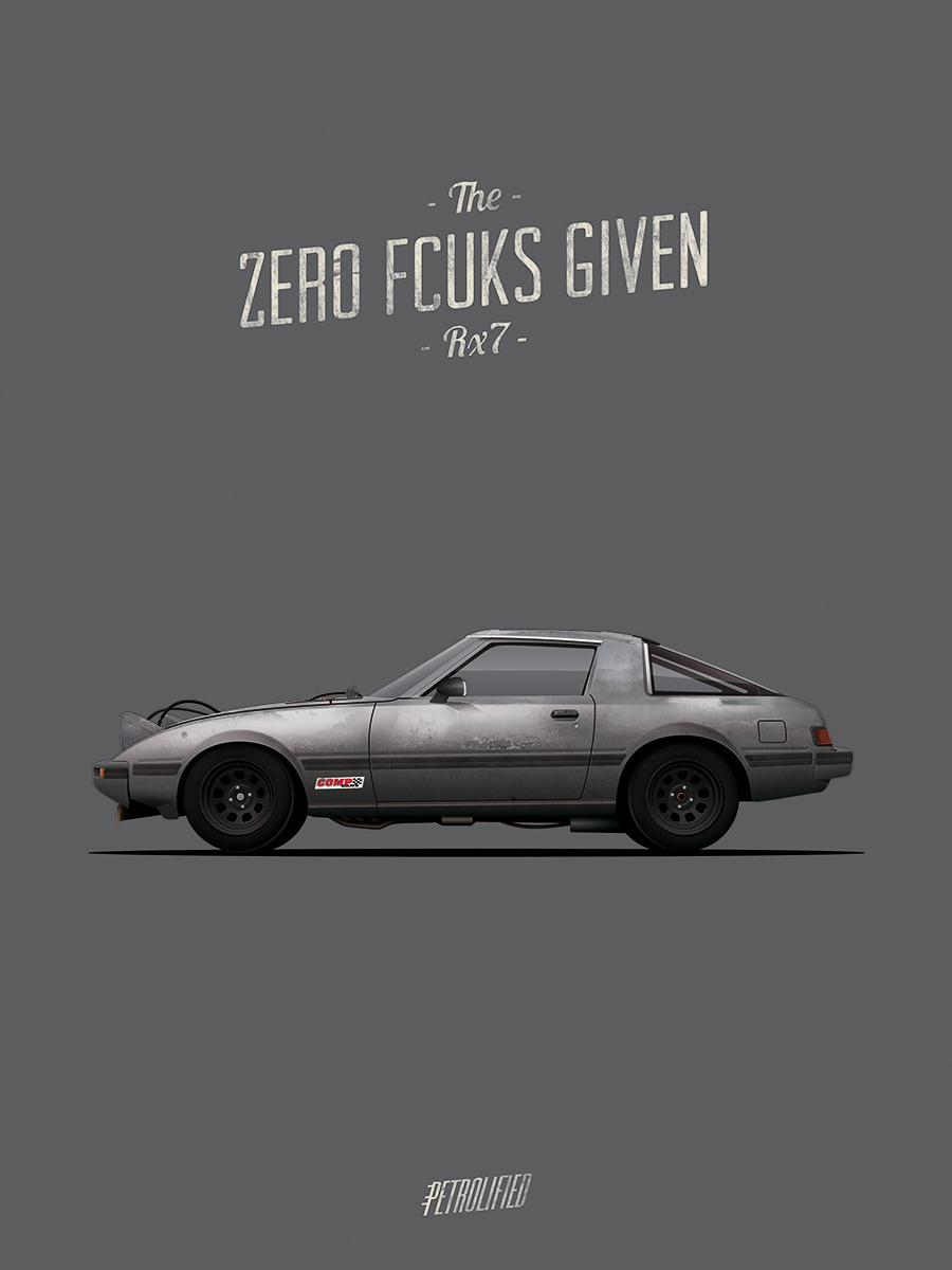 petrolified:  Robbie’s RX7 still under construction. For more automotive prints