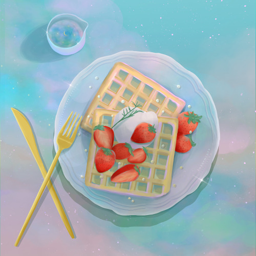 sugarmint-dreams: strawberry waffles~!-my shop