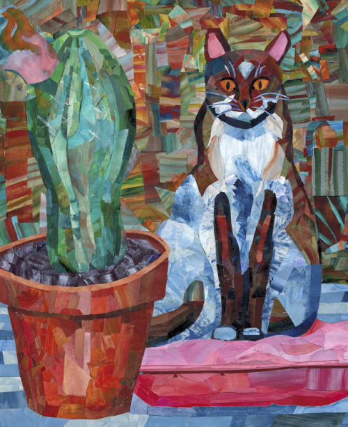 Laura SheflerCactus BlossomCollage: Acrylic on PaperH: 17″ W: 14″