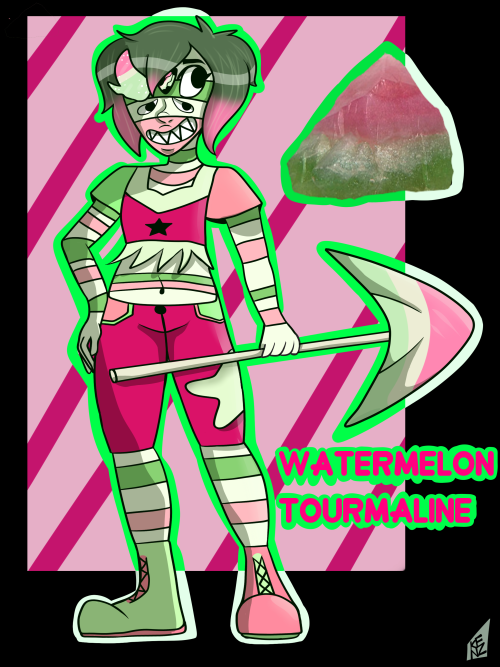 @theonceler and I’s gemsona fusion watermelon tourmaline! rhodonite + green coral 