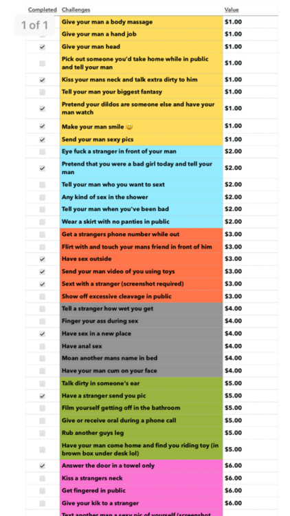 catlovesrum: Progress on my checklist ;) Anyone want to see the evidence of some of these?