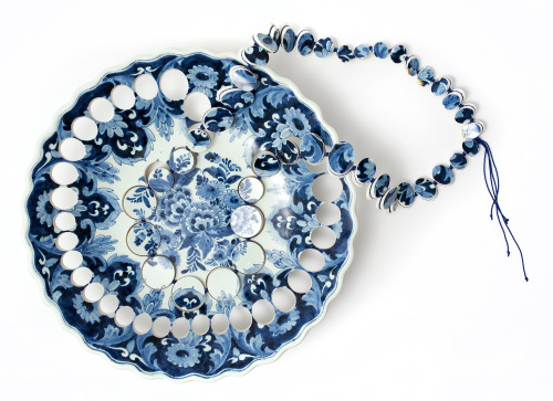 Discs Extracted from Antique Porcelain Become Delicate Jewelry by Gésine Hackenberg