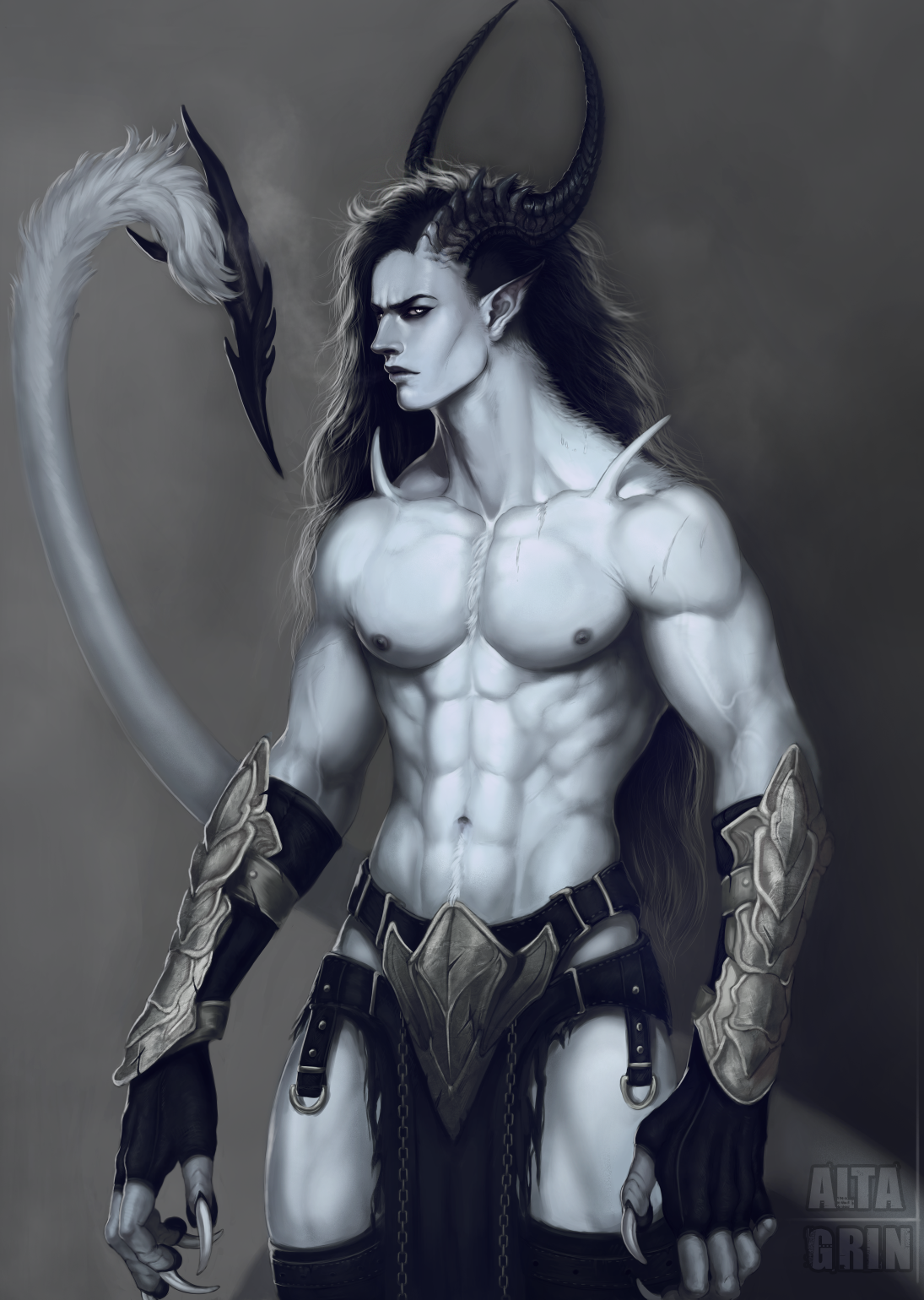 altagrin: Sah’ki, the grumpy goat demon man thing trying to look hot. Jokes on