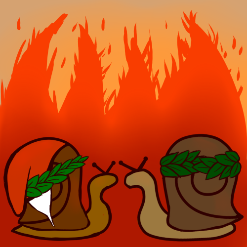 lady-meg:Snante (snail Dante) and Snergil (snail Vergil) in Snell (snail hell).