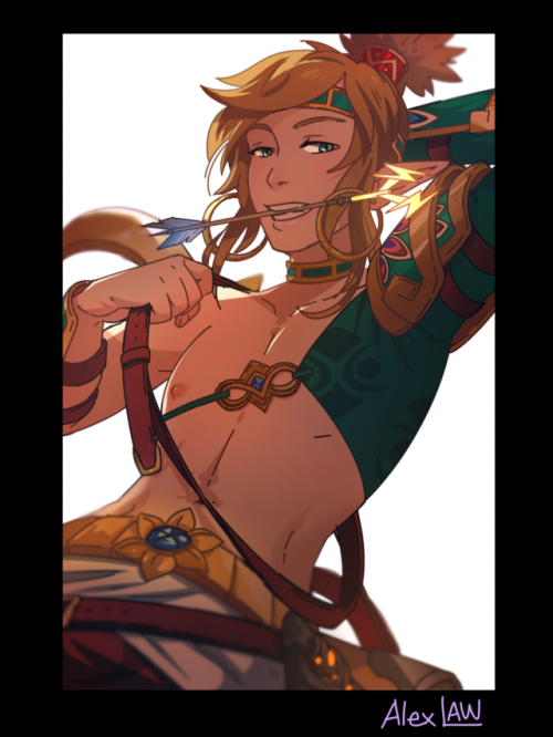 Everyone always draws Gerudo vai Link looking all soft and coy but I made him wear that outfit for s